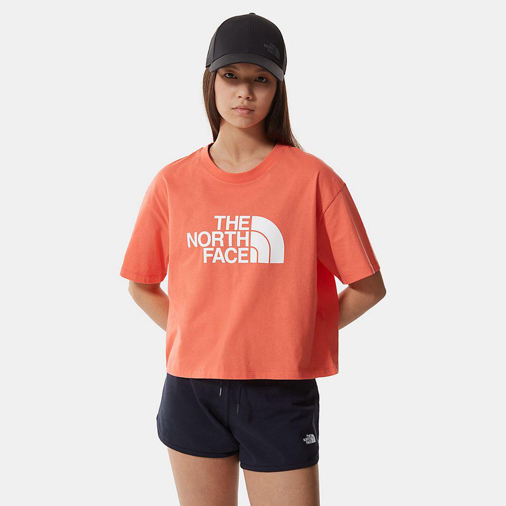 The North Face Easy Cropped Γυναικεια T Shirt - Πορτοκαλι (WCRE53428)